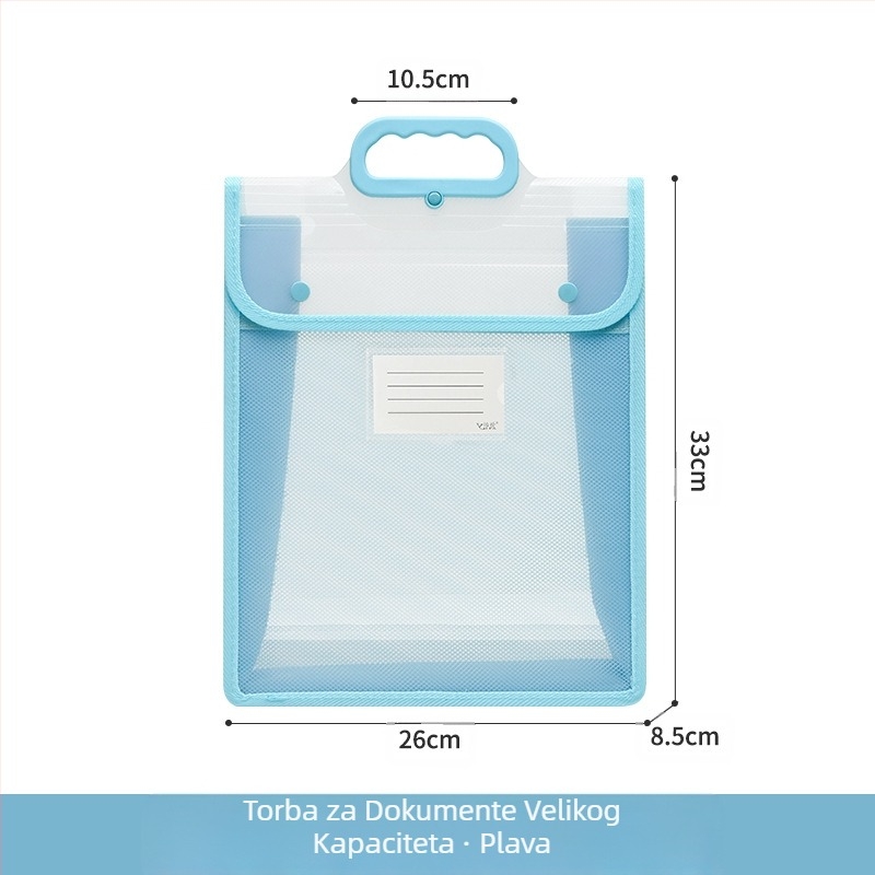 Prozirna vrećica za dokumente, vodootporna polipropilenska vrećica s kopčama, vrećica za pohranu za studentske testove velikog kapaciteta, vrećica za informacije A4 formata, torba za podučavanje