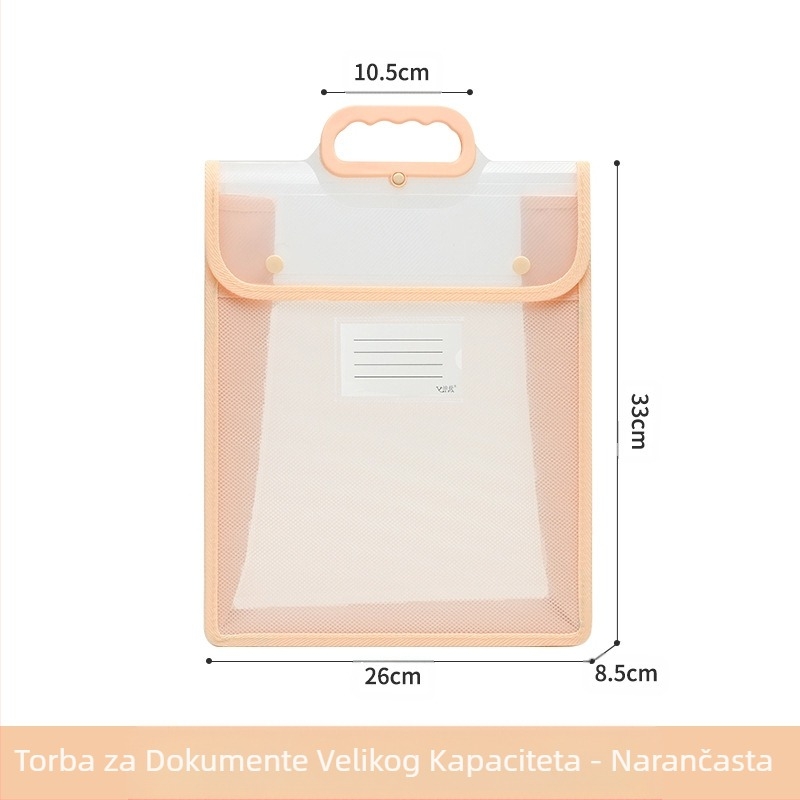 Prozirna vrećica za dokumente, vodootporna polipropilenska vrećica s kopčama, vrećica za pohranu za studentske testove velikog kapaciteta, vrećica za informacije A4 formata, torba za podučavanje