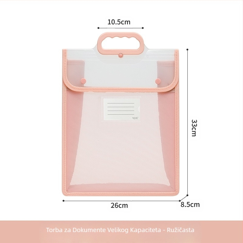 Prozirna vrećica za dokumente, vodootporna polipropilenska vrećica s kopčama, vrećica za pohranu za studentske testove velikog kapaciteta, vrećica za informacije A4 formata, torba za podučavanje