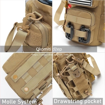 Taktička torba za bocu s vodom, podesivi remen za rame od oxfordske tkanine, izolirana, vodootporna i otporna na habanje