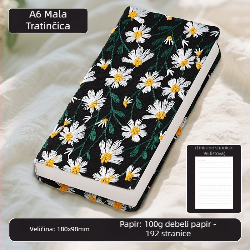 Priručnik, Dnevnik književnog vezenja s tratinčicama, Mala bilježnica s cvjetnim platnenim uzorkom, Visokokvalitetni priručnik, Prazna knjiga