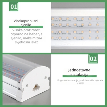 Svjetiljka za biljke T20 punospektralna lampa za rast sukulenata, dodatno svjetlo za zelene biljke, LED lampa za rast cvijeća