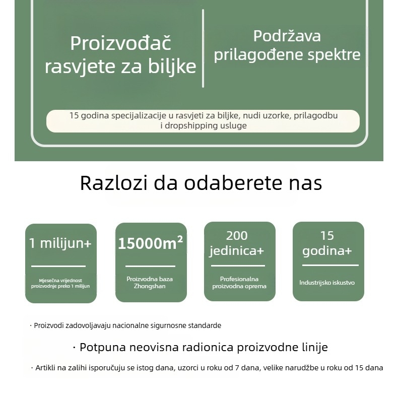 Svjetiljka za biljke T20 punospektralna lampa za rast sukulenata, dodatno svjetlo za zelene biljke, LED lampa za rast cvijeća