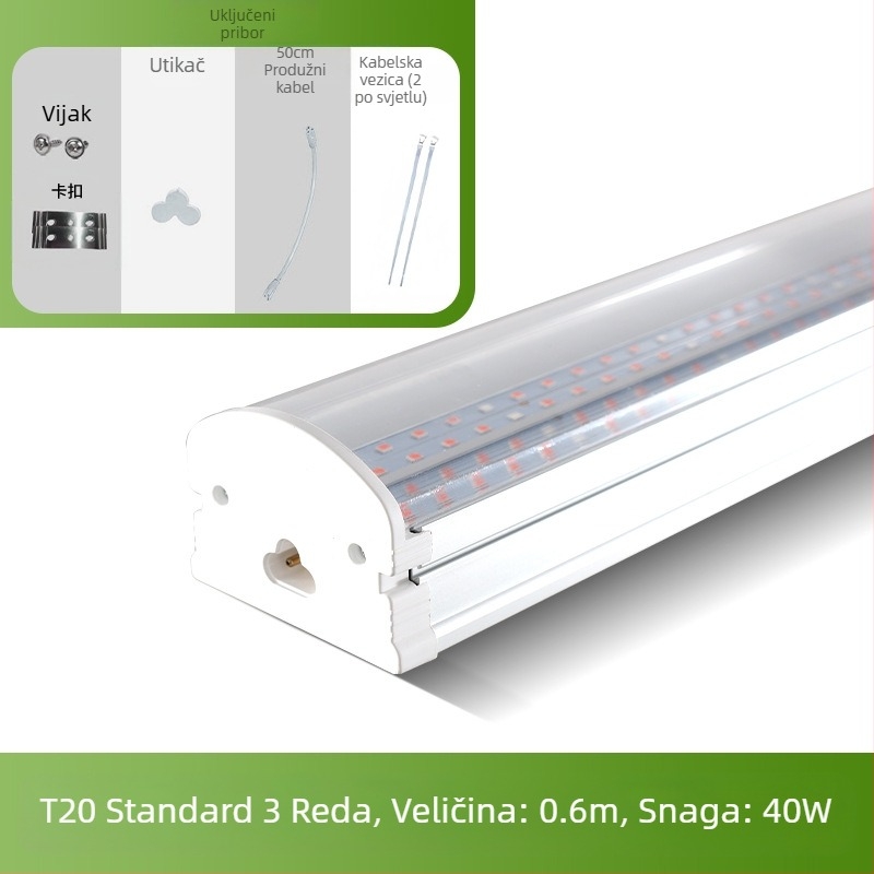 Svjetiljka za biljke T20 punospektralna lampa za rast sukulenata, dodatno svjetlo za zelene biljke, LED lampa za rast cvijeća