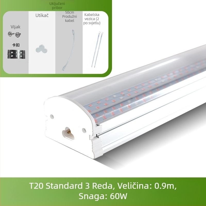 Svjetiljka za biljke T20 punospektralna lampa za rast sukulenata, dodatno svjetlo za zelene biljke, LED lampa za rast cvijeća