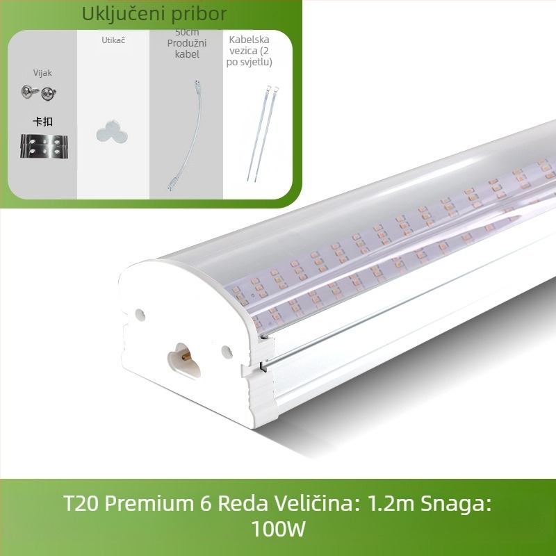 Svjetiljka za biljke T20 punospektralna lampa za rast sukulenata, dodatno svjetlo za zelene biljke, LED lampa za rast cvijeća