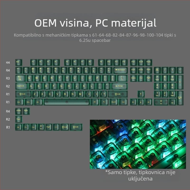 OEM visoko bijela mramorna kuglasta kapica za računalo, potpuno prozirna, crvena prozirna kapica za tipkovnicu, 61 75 98, mehanička kapica za tipkovnicu