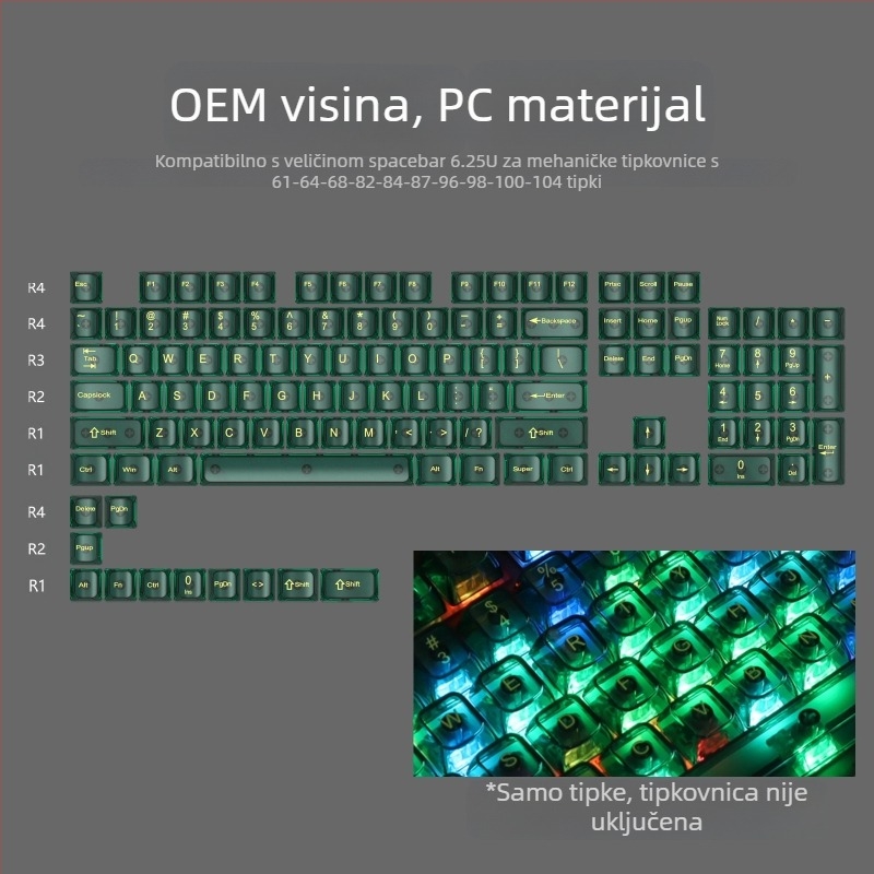OEM visoko bijela mramorna kuglasta kapica za računalo, potpuno prozirna, crvena prozirna kapica za tipkovnicu, 61 75 98, mehanička kapica za tipkovnicu