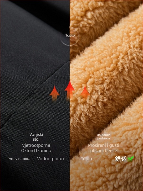 T757 plus size odjeća s flis podstavom, debela, srednje duljine, s pamučnom podstavom za muškarce, plus debeli čovjek, plus debeli čovjek, kaput za alat, topla jakna s pamučnom podstavom