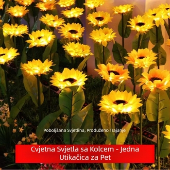 LED podne lampione od jedne do pet utičnica, lampioni suncokreta, vanjska vrtna dvorišna ukrasna svjetla, solarna trava