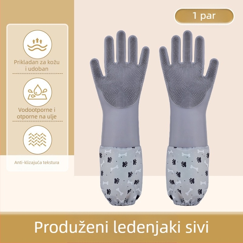 Silikonske rukavice za kupanje kućnih ljubimaca, rukavice za pranje posuđa otporne na ugrize, vodootporne ženske baršunaste rukavice za čišćenje kuhinje i kućanske poslove