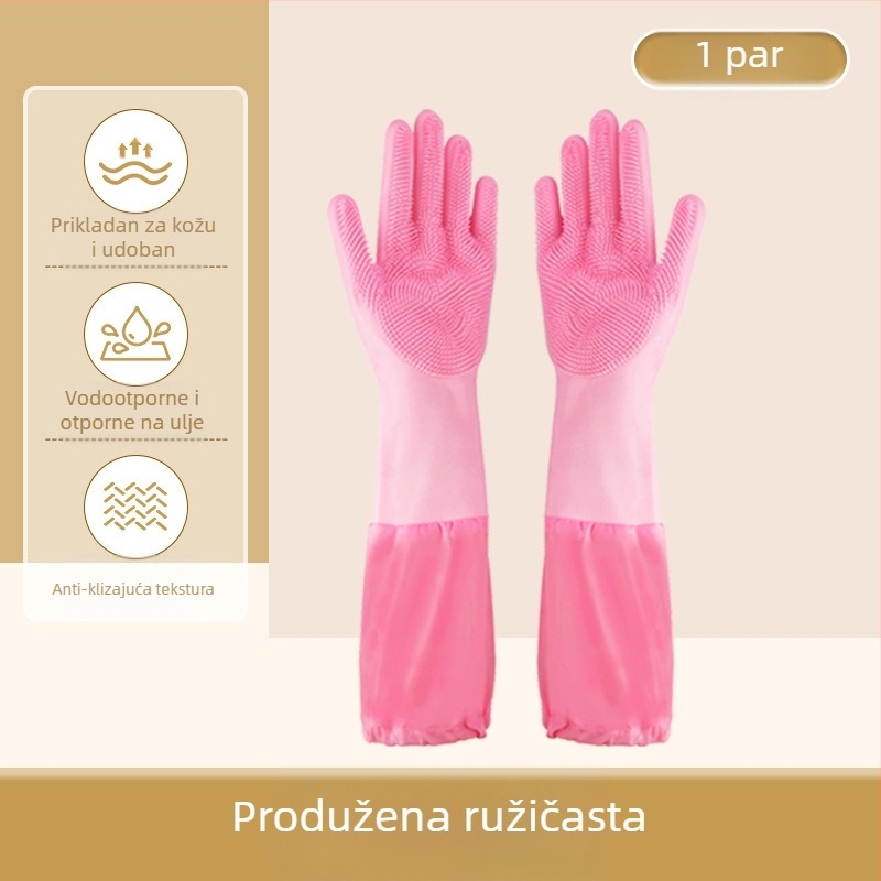 Silikonske rukavice za kupanje kućnih ljubimaca, rukavice za pranje posuđa otporne na ugrize, vodootporne ženske baršunaste rukavice za čišćenje kuhinje i kućanske poslove
