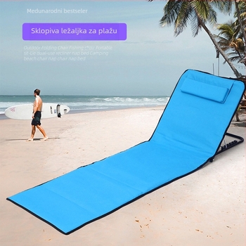 Vanjska prijenosna stolica za plažu s dvostrukom namjenom za sjedenje i ležanje, sklopiva stolica za plažu s čeličnim cijevima, podesiva stolica za kampiranje, oxfordska tkanina, stolica za ručak