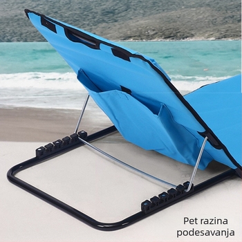 Vanjska prijenosna stolica za plažu s dvostrukom namjenom za sjedenje i ležanje, sklopiva stolica za plažu s čeličnim cijevima, podesiva stolica za kampiranje, oxfordska tkanina, stolica za ručak