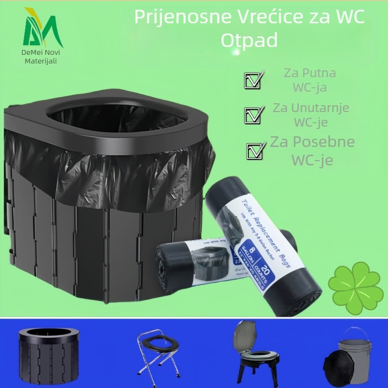 Mobilna vrećica za čišćenje WC-a, jednokratna WC školjka, posebno za trudnice i starije osobe, razgradiva zadebljana vreća za smeće
