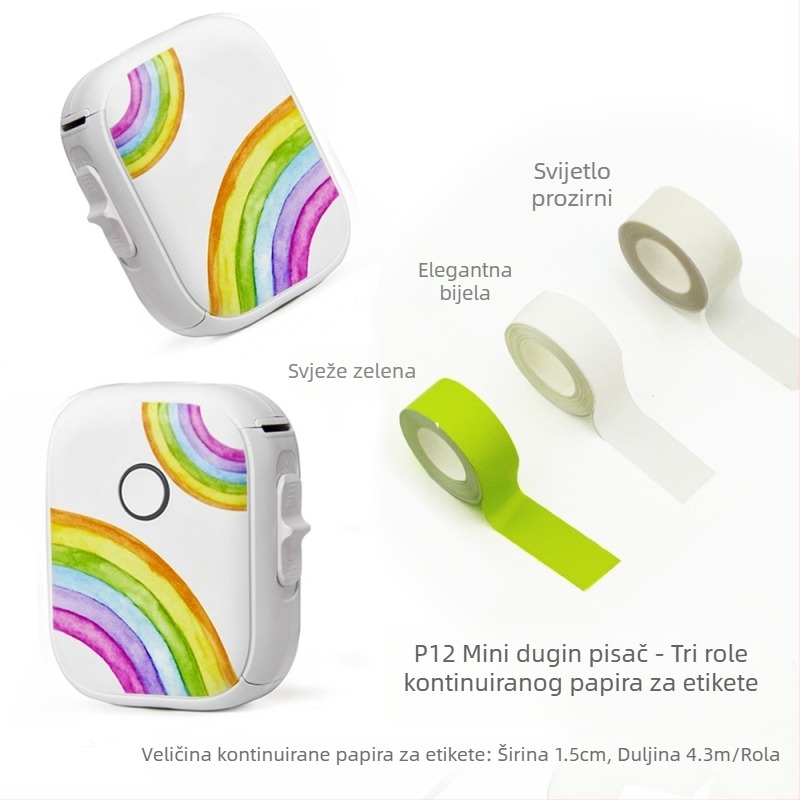 Kućni pisač etiketa P12 stroj za termalne etikete s kontinuiranim papirom, samoljepljivi prijenosni ručni mini pisač