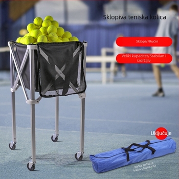 Sklopiva aluminijska teniska kolica, mobilni okvir za branje loptica, torba za pohranu, prijenosni okvir za branje loptica velikog kapaciteta