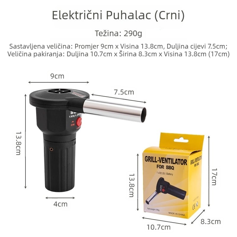 Električni puhač za roštilj preko granice, mini prijenosni sušilo za kosu, alat za vatru za piknik i kampiranje