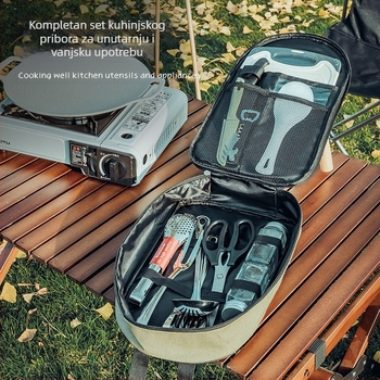 Set od 12 vanjskih kuhinjskih predmeta od nehrđajućeg čelika, prijenosno posuđe za kampiranje, pribor za samostalnu vožnju, kampiranje, piknik