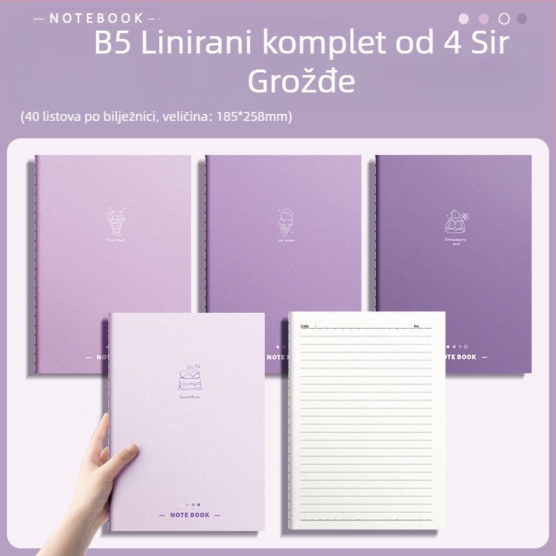 B5 bilježnica, velika zadebljana bilježnica, mekana kopija, studentska knjiga, visokokvalitetni dnevnik, kreativna bilježnica za tiskanice