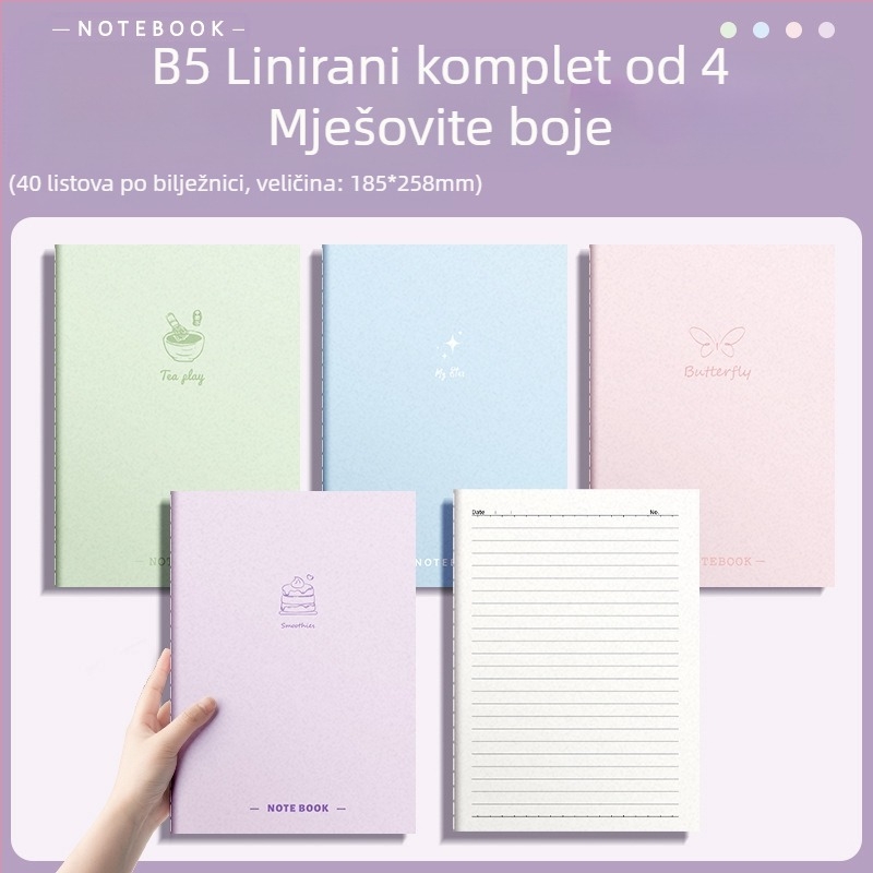 B5 bilježnica, velika zadebljana bilježnica, mekana kopija, studentska knjiga, visokokvalitetni dnevnik, kreativna bilježnica za tiskanice