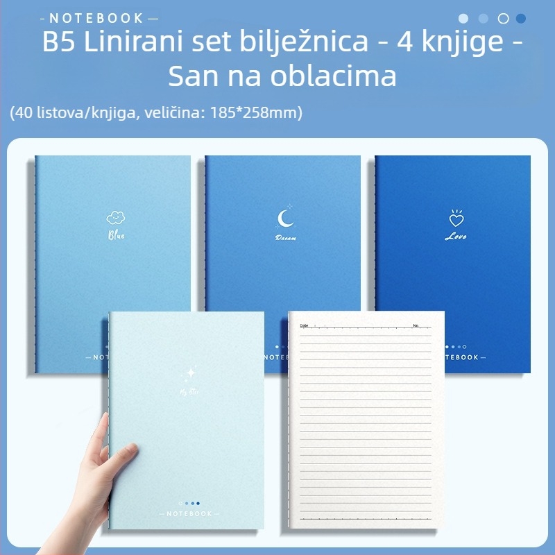 B5 bilježnica, velika zadebljana bilježnica, mekana kopija, studentska knjiga, visokokvalitetni dnevnik, kreativna bilježnica za tiskanice