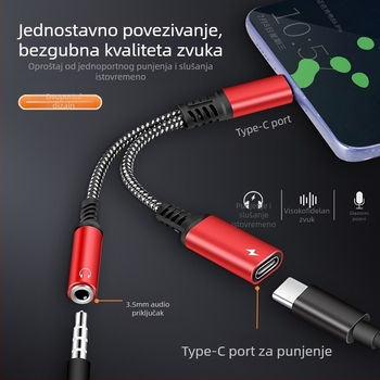 Digitalni adapter tipa C, 3,5 mm pretvarač za slušalice, punjenje mobilnog telefona, poziv PD60W audio kabel za brzo punjenje