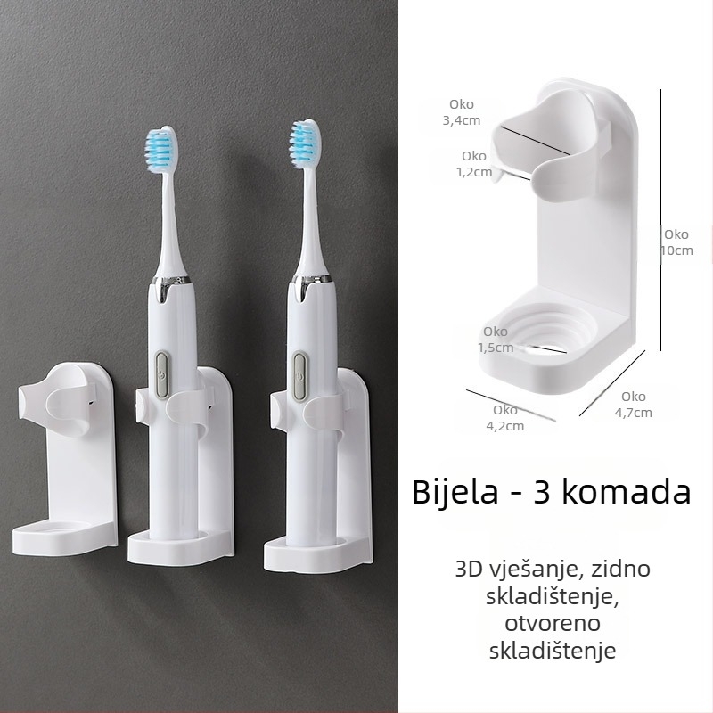 Zidni vješalica za električne četkice za zube bez bušilice, postolje za pohranu četkica za zube za WC školjku i stomatološki stalak za pohranu