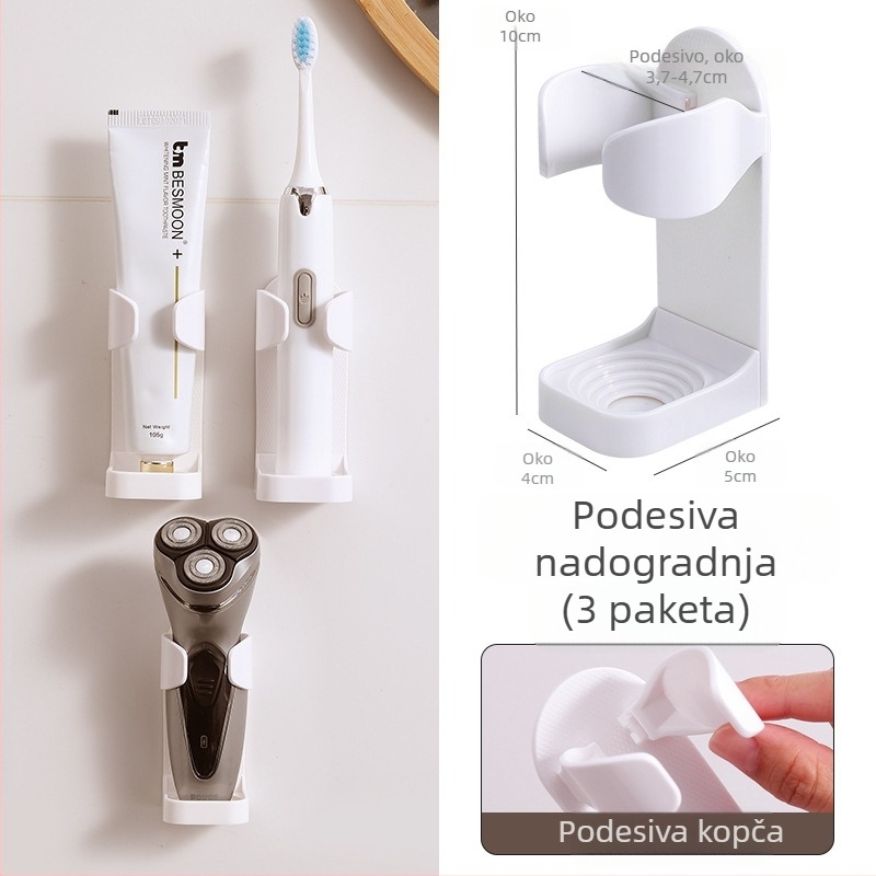 Zidni vješalica za električne četkice za zube bez bušilice, postolje za pohranu četkica za zube za WC školjku i stomatološki stalak za pohranu