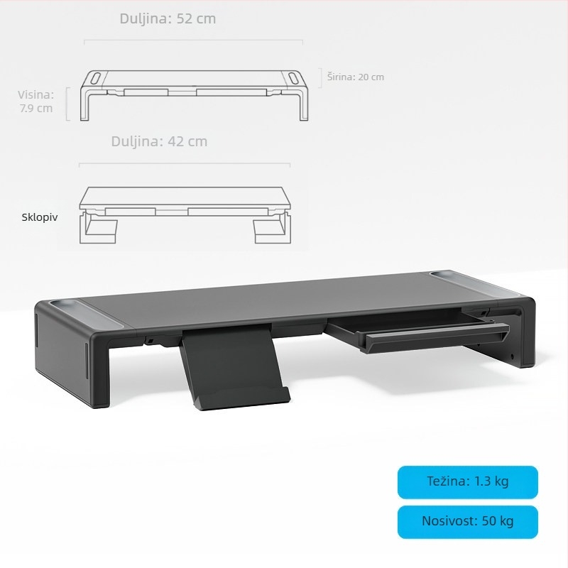 Oimaster monitor, povišeni USB produžetak, sklopivi stolni nosač za pohranu računala i računala