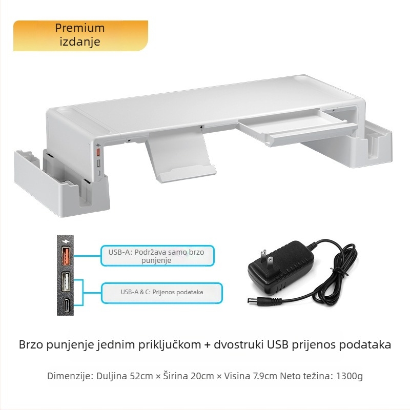 Oimaster monitor, povišeni USB produžetak, sklopivi stolni nosač za pohranu računala i računala