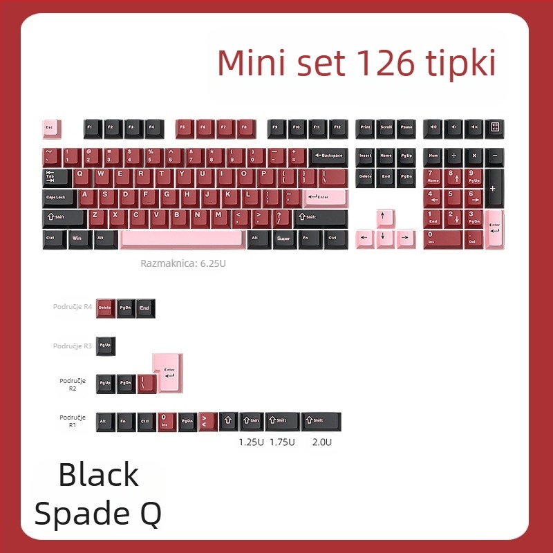 Cloud Lake pik Q Macaron kapa za tipke u tri boje, mali kompletan set od 126 tipki, PBT materijal, dvobojno brizganje, otporno na habanje i izdržljivo