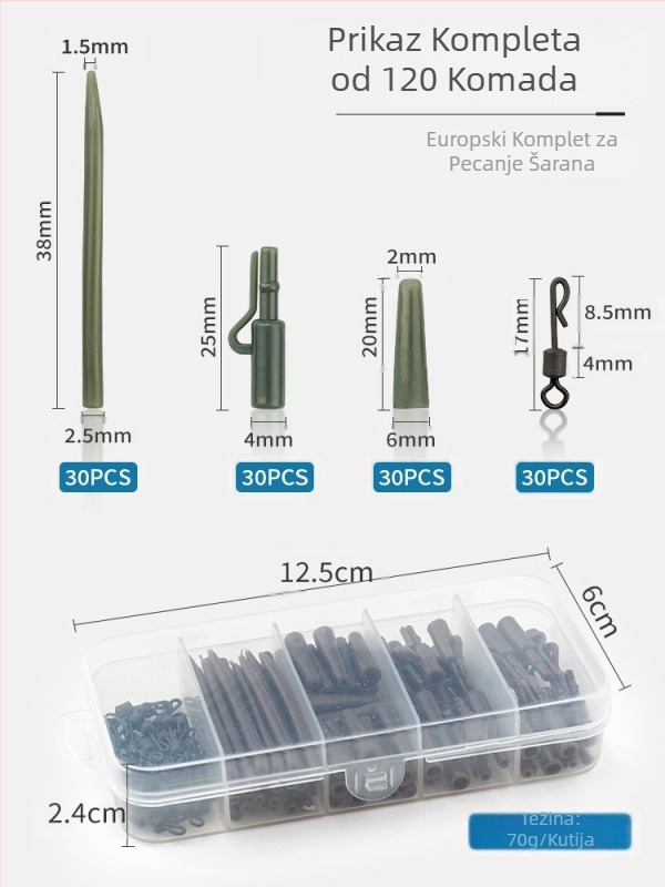 120 komada europske grupe za ribolov šarana, metoda ribolova obrnutim dnom, ribolov divovskog divovskog ribolova, plutajuća kugla, morski štap, pribor za morski ribolov, kutija
