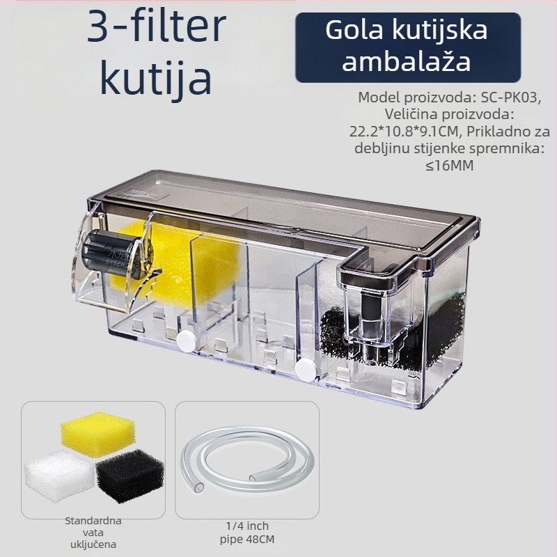 Ciklus pročišćavanja vode u filteru za akvarij, tri u jednom, potopna pumpa, kutija za filter na vrhu akvarija za kornjače, proizvodnja kisika, integrirana kutija za kapanje
