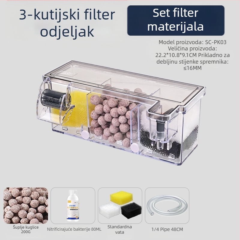 Ciklus pročišćavanja vode u filteru za akvarij, tri u jednom, potopna pumpa, kutija za filter na vrhu akvarija za kornjače, proizvodnja kisika, integrirana kutija za kapanje