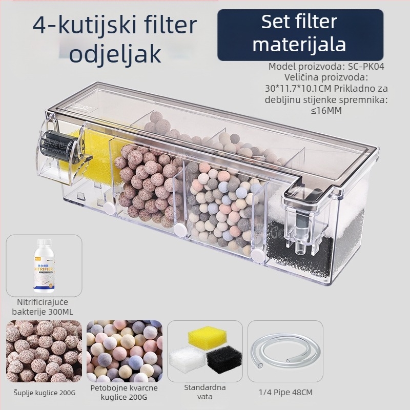 Ciklus pročišćavanja vode u filteru za akvarij, tri u jednom, potopna pumpa, kutija za filter na vrhu akvarija za kornjače, proizvodnja kisika, integrirana kutija za kapanje