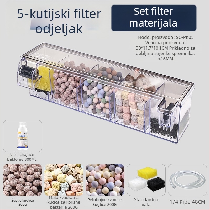 Ciklus pročišćavanja vode u filteru za akvarij, tri u jednom, potopna pumpa, kutija za filter na vrhu akvarija za kornjače, proizvodnja kisika, integrirana kutija za kapanje