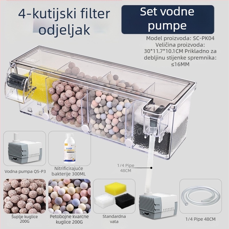 Ciklus pročišćavanja vode u filteru za akvarij, tri u jednom, potopna pumpa, kutija za filter na vrhu akvarija za kornjače, proizvodnja kisika, integrirana kutija za kapanje