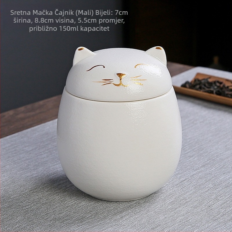 Keramička staklenka za čaj Lucky Cat, prijenosna staklenka za pohranu otporna na vlagu, mala staklenka za suho voće, kreativna slatka dekoracija za pse na stolu