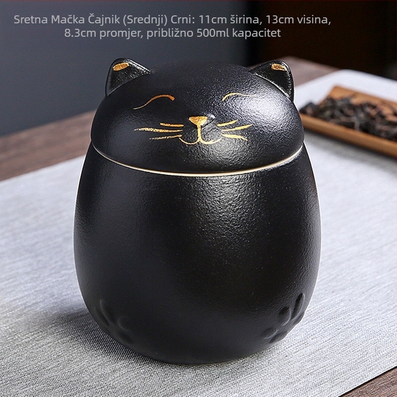 Keramička staklenka za čaj Lucky Cat, prijenosna staklenka za pohranu otporna na vlagu, mala staklenka za suho voće, kreativna slatka dekoracija za pse na stolu