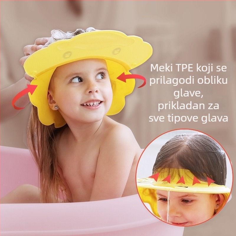 Silikonska dječja kapa za tuširanje Artifact za bebe, zaštita za uši, podesiva dječja kapa za tuširanje, vodootporna kapa za šamponiranje