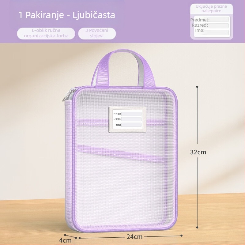 L-oblikovana vrećica za pohranu testnog papira s velikim otvorom, vrećica za pohranu testnog papira velikog kapaciteta, vrećica za tutorijale, mrežasta prijenosna vrećica za spise, veleprodaja