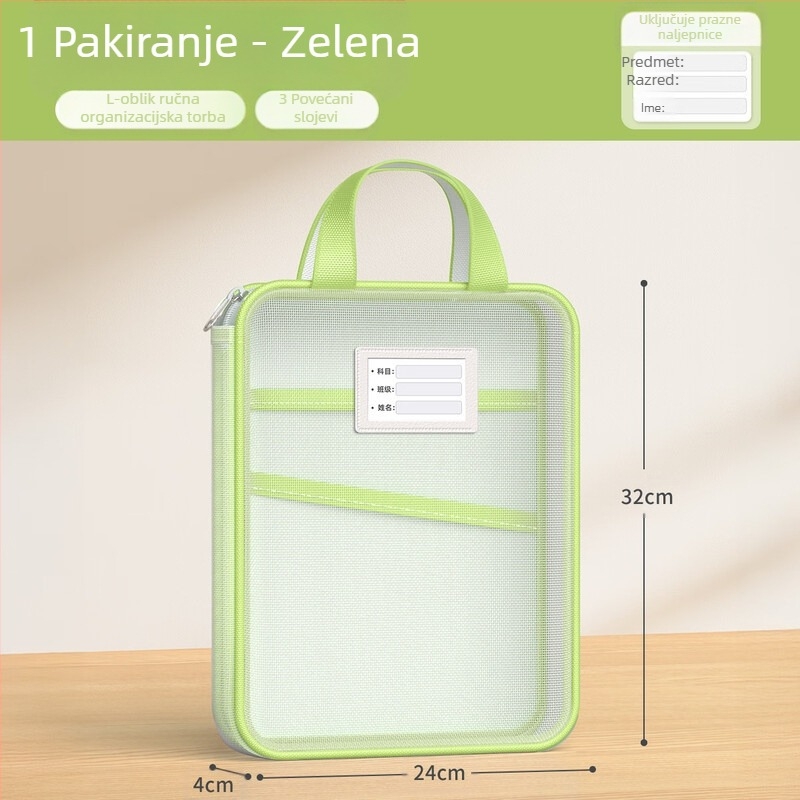 L-oblikovana vrećica za pohranu testnog papira s velikim otvorom, vrećica za pohranu testnog papira velikog kapaciteta, vrećica za tutorijale, mrežasta prijenosna vrećica za spise, veleprodaja