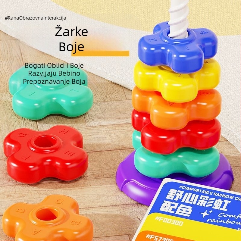 Igračke za rano obrazovanje beba od 0-3 godine, Rainbow Spinner Jenga, šareni edukativni spinner za dojenčad, za djecu