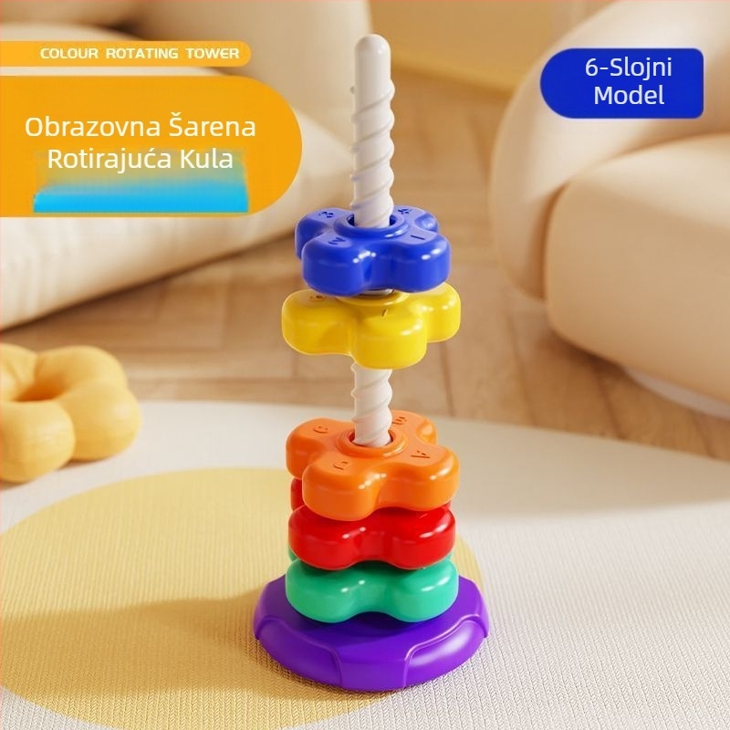 Igračke za rano obrazovanje beba od 0-3 godine, Rainbow Spinner Jenga, šareni edukativni spinner za dojenčad, za djecu