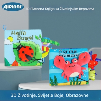 Platnena knjiga slagalica za rano obrazovanje bez kidanja, igračka za rano obrazovanje bebe od 0-1 godine, platnena knjiga za rano učenje beba na veliko