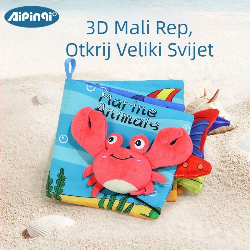 Platnena knjiga slagalica za rano obrazovanje bez kidanja, igračka za rano obrazovanje bebe od 0-1 godine, platnena knjiga za rano učenje beba na veliko