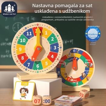 Dječji digitalni sat, pomagala za učenje, drveni model sata, igračka, vrtić, obrazovni, učenje vremena, budilica, razumijevanje