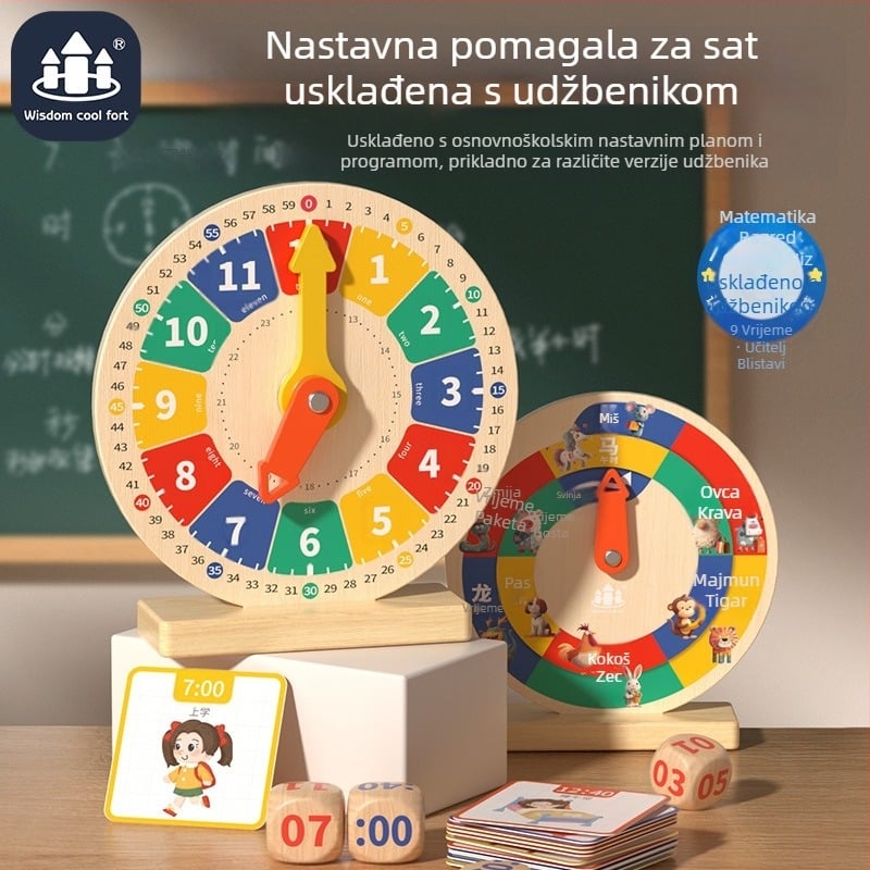 Dječji digitalni sat, pomagala za učenje, drveni model sata, igračka, vrtić, obrazovni, učenje vremena, budilica, razumijevanje