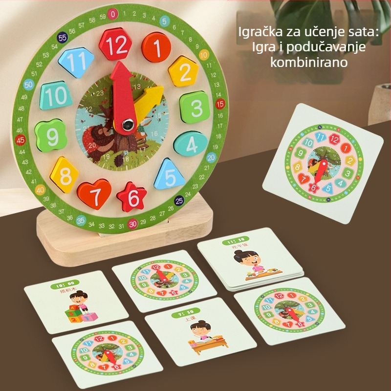 Dječji digitalni sat, pomagala za učenje, drveni model sata, igračka, vrtić, obrazovni, učenje vremena, budilica, razumijevanje